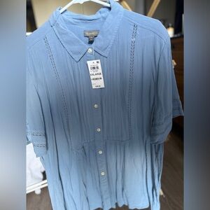 Style & Co. Light Blue Textured Blouse